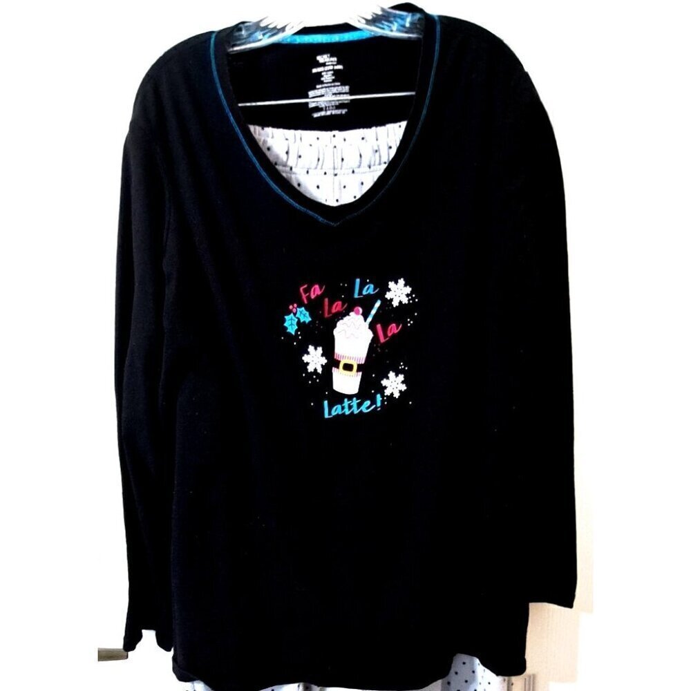 Secret Treasures Women's 3X Pajama Top Long Sleeve "Fa la la la Latte!"
